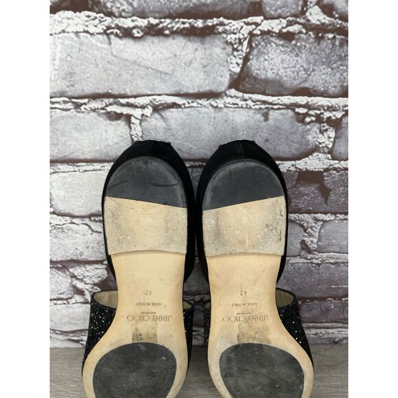 Jimmy Choo London Black Suede Leather Sparkle D’ Orsay Flats Women’s 42EU/11M US - Picture 9 of 16